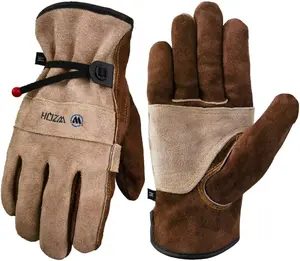 Leather Work Large Gloves for Men or Women, for Gardening, Tig/Mig Welding, Construction, Chainsaw, Farm, Ranch, etc. Cowhide, Cotton Lined, Utility, Firm Grip, Durable. Coffee-grey L