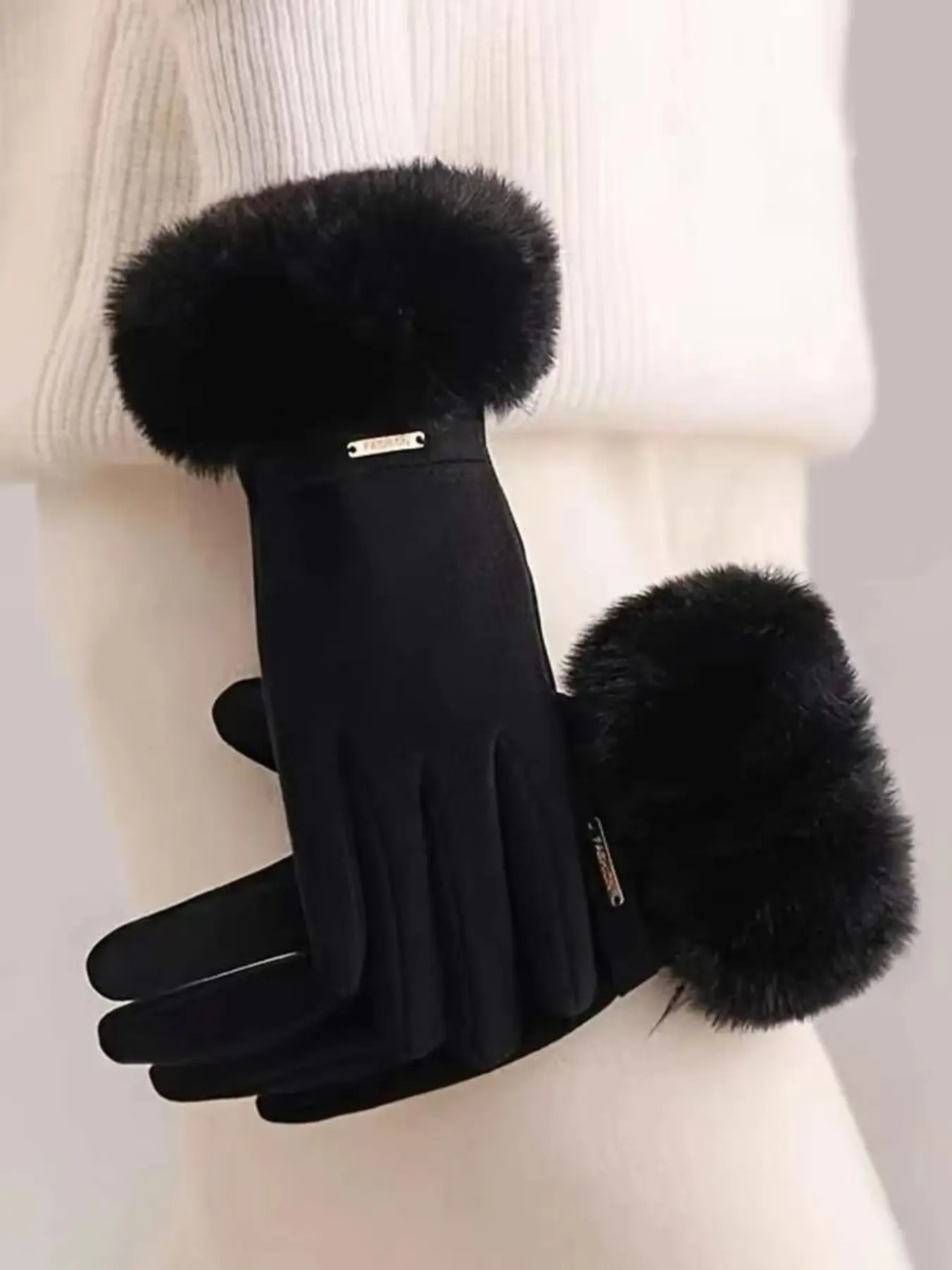 Women's Touchscreen Gloves, Waterproof Soft Fleece Lined Wool Inner, Seamless Knit Glove, Winter Outdoor Warm Essential, Commuting Party Cycling Halloween