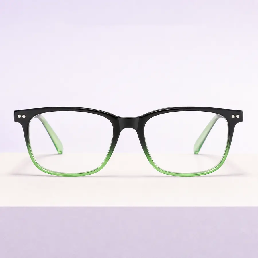 Gradient Green Photochromic Readers, Clear Indoors and Darker in Sunlight, Full-Rim Reading Glasses for Near Vision