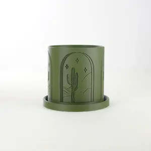 Cactus Planter, Plant Pot with Excellent Drainage and Drip Tray, Multiple Colors and Sizes