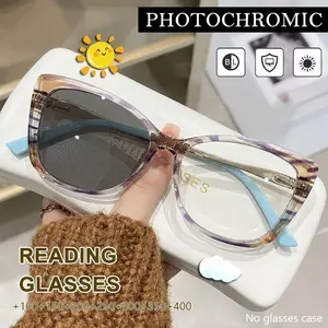 New Western style cat-eye glasses, Photochromic eyeglasses, clear photochromic reading glasses for women, youthful natural look, 1.0-4.0 diopters, suitable for daily computer office use