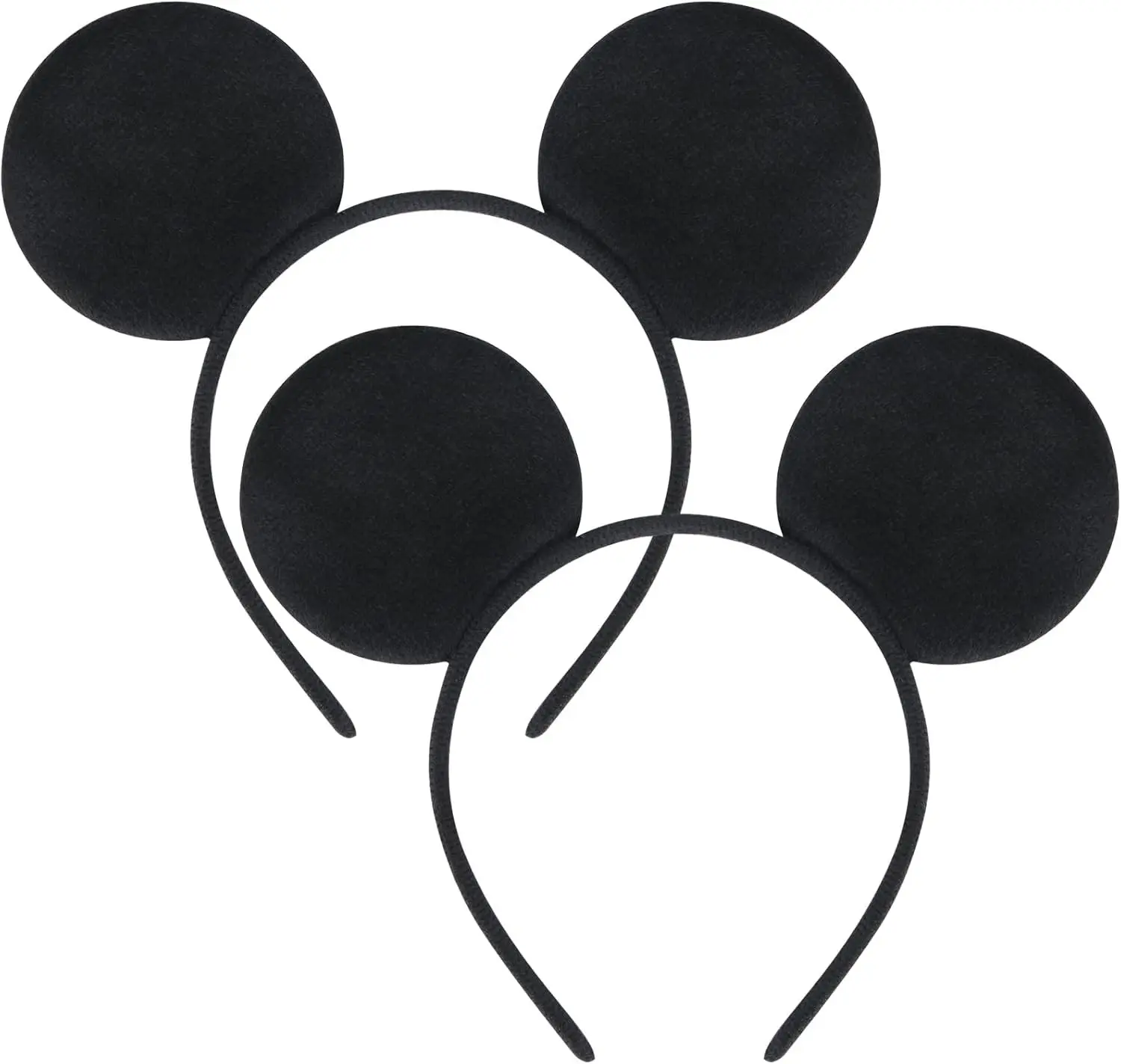 Mouse Ears Headband, Solid Black Costume Ears Headbands for Boys Girls Christmas Birthday Party Halloween Mouse Themed Party Favors Supplies, Pack of 2