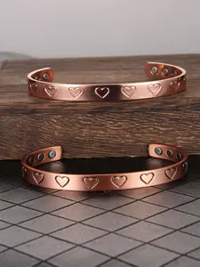 Women's Street Trend Heart Design Cuff Bangle Bracelet, Copper Bracelets, Trendy Vintage Matching Bracelet, Chic Retro Jewelry As Gift for Girlfriend