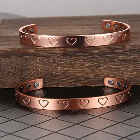 Mother's Day Gift Women's Street Trend Heart Design Cuff Bangle Bracelet, Copper Bracelets, Copper Bracelet Cuffs, Trendy Vintage Matching Bracelet, Chic Retro Jewelry As Gift for Girlfriend