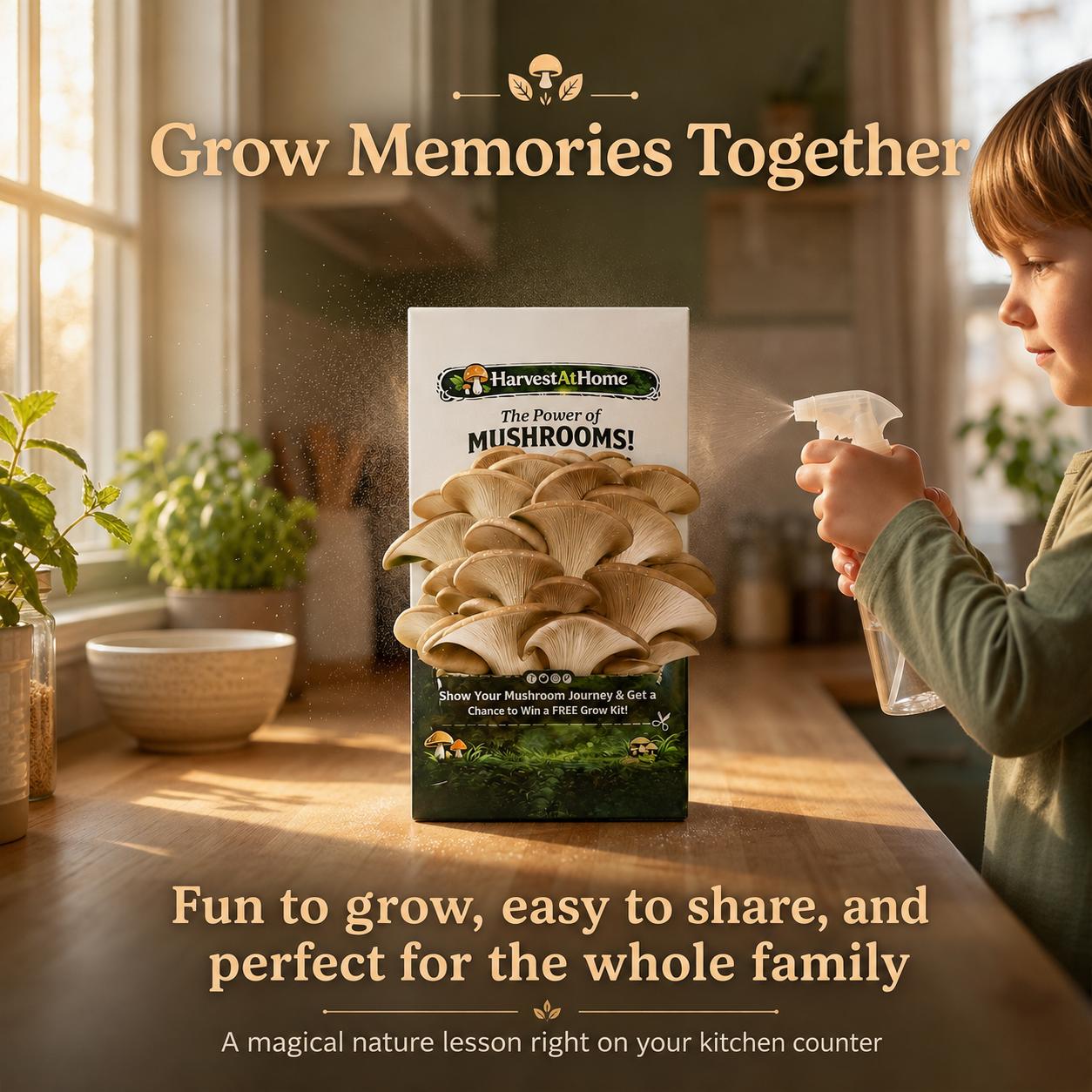 Organic Oyster Mushroom Grow Kit 3.5 lb | 1-7 Days Harvest | Easy to Grow Indoor | No Soil/Sun Required, Multiple Harvests | USDA Organic | Non-GMO | Made in USA | Perfect for Home Kitchen & Gardening EnthusiastsGift for Adults & Kids