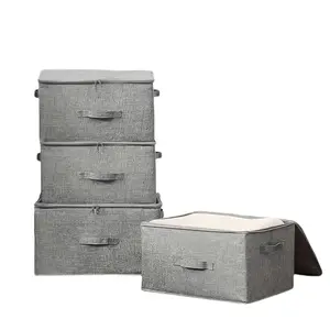 4-Pack Extra Large Foldable Cation Storage Box, Collapsible Storage Box, Waterproof Organizer, Bed Sheet Sorter, Multi-Use Storage Bin for Closet, Bedroom, Kitchen, Books