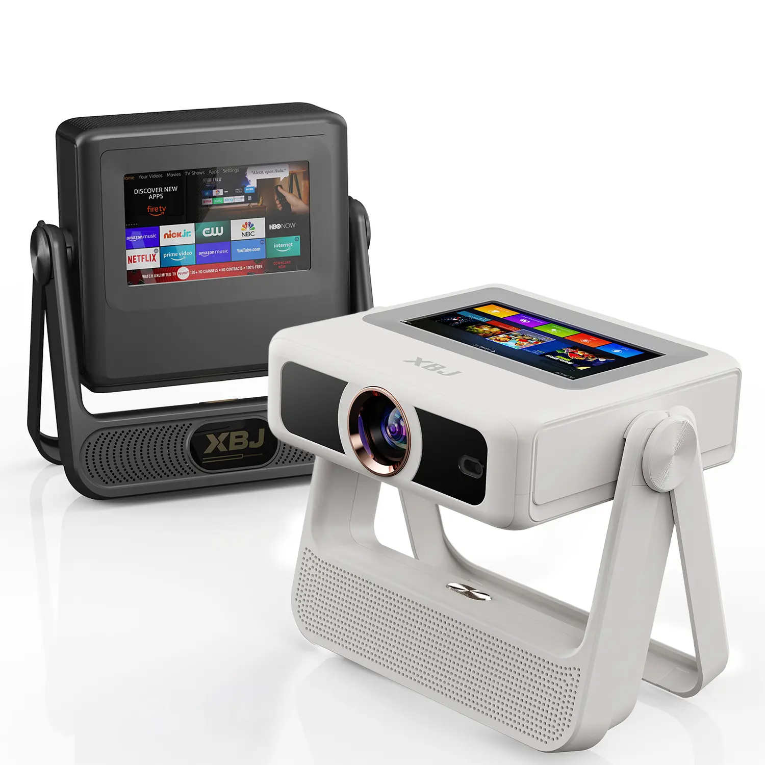 XBJ A5Pro Smart Portable LCD Projector with 800 Lumens, 4K Support, Native 1080P Touch Screen, WiFi 6, Bluetooth Speaker, USB, Wireless Android System, Auto Focus, Built-in Apps, Adjustable Audio, Remote - Mini Projector for Bedroom Home Theater