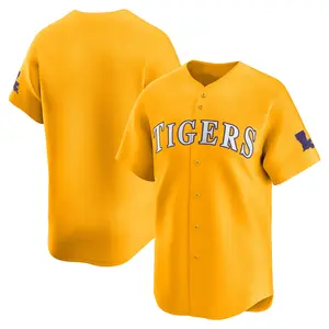 Men's Gold Tiger Jersey, Crewneck Short Sleeves For Fan