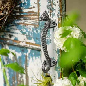 Vintage Seahorse Cast Iron Door Handle, Creative Minimalist Design, Home Decor Wall Ornament, Unique Door Pull Lever, Craftsmanship Detailing
