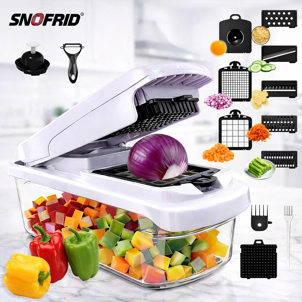 Snofrid Vegetable Chopper,15-in-1 Multifunctional Food Chopper,Professional Onion Chopper with 8 Blades,Vegetable Cutter with Container for Salad,Potato,Carrot,and Garlic; Essential Kitchen Tool Snofrid Vegetable Chopper,15-in-1 Multifunctional Food Chopper,Professional Onion Chopper with 8 Blades,Vegetable Cutter with Container for Salad,Potato,Carrot,and Garlic; Essential Kitchen Tool