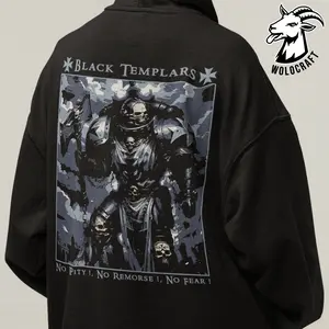 Black Templars Warhammer 40K Hoodie, Unisex Cotton Hooded Top, Space Marine Fan Clothing, Crusader Graphic Design