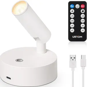 Indoor Spotlight with Remote Control, Rechargeable Battery Included, Adjustable Brightness LED Light, Wall Mounted Plant Lighting, Rechargeable Lamp
