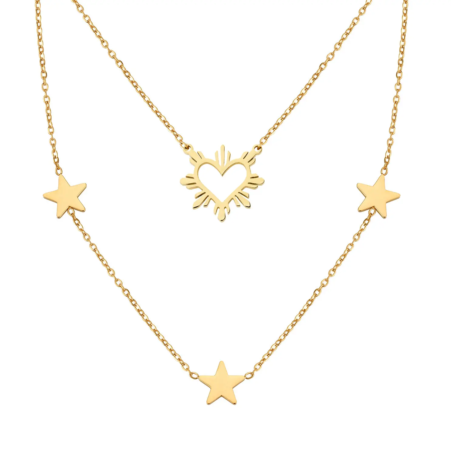 LIVE Exclusive Filipino Love & Heritage Layer Set – Heart Sun Necklace + Three Stars Necklace