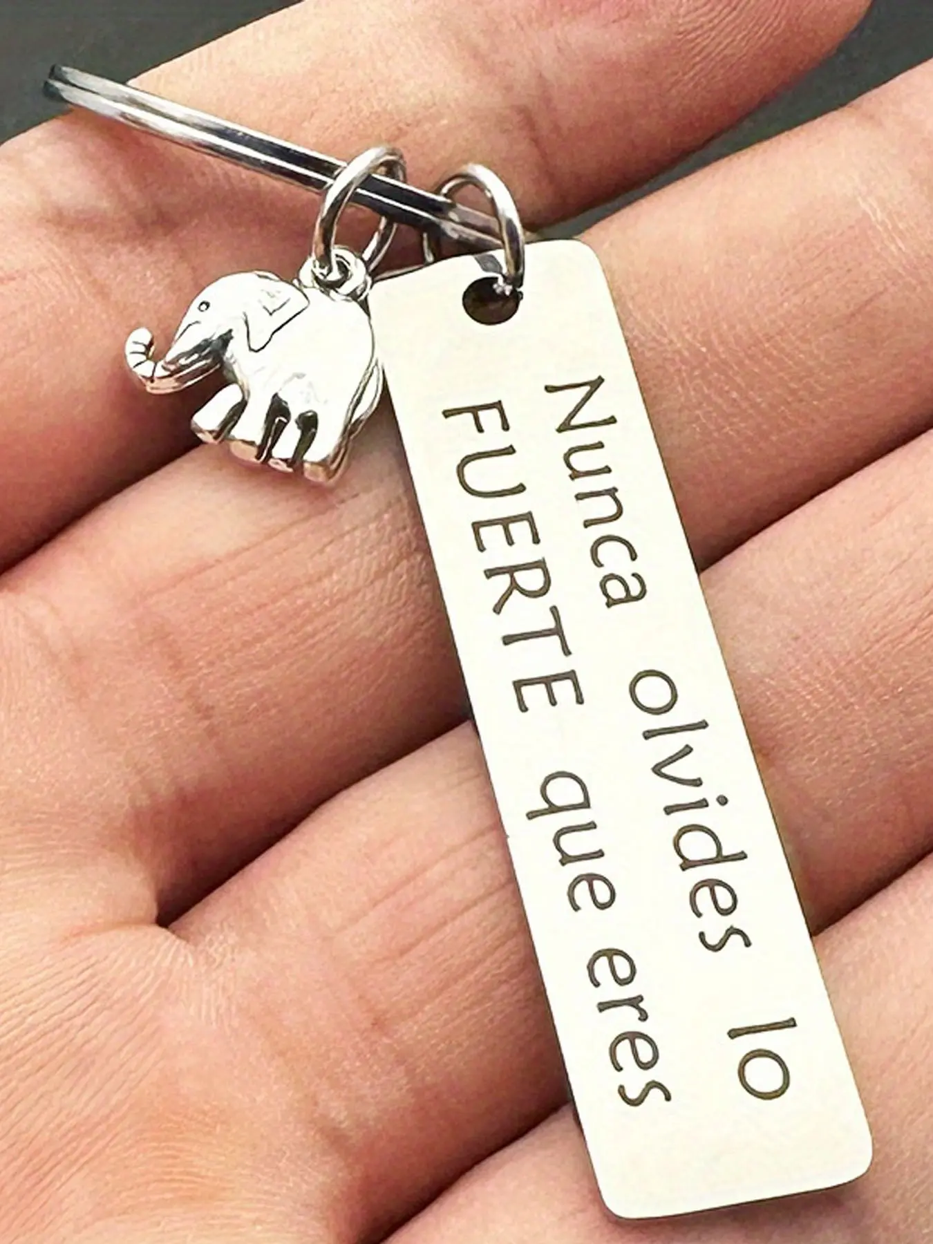 Inspirational Elephant Stainless Steel Keychain for Men, Fashion Stylish Keyring Car Backpack Pendant, Unique Halloween Gift Idea, Letter Keychain