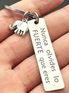 Inspirational Elephant Stainless Steel Keychain for Men, Fashion Car Backpack Pendant, Unique Halloween Gift Idea