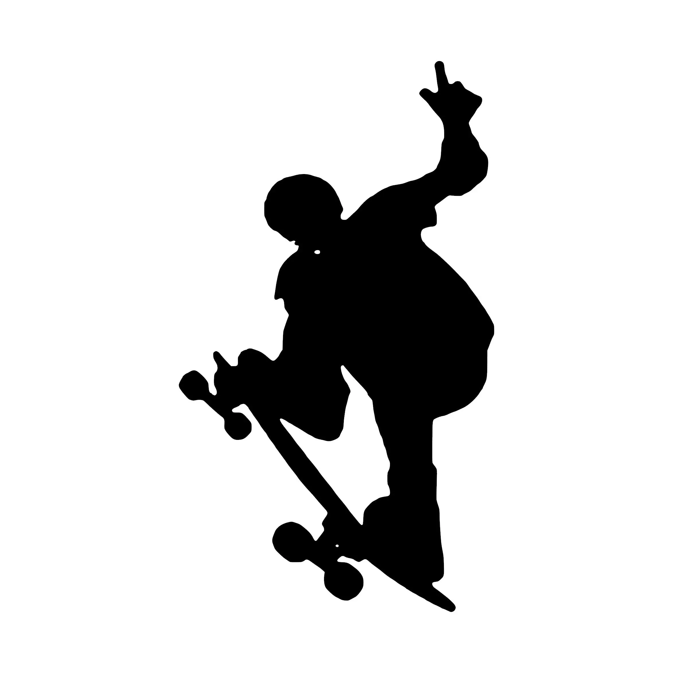 Skateboarding Stickers - Black Silhouette, Glossy Finish, Iconic Skateboarder Look, Indoor/Outdoor Decorative Use, Lasts Up to 5 Years for Home-Office Spaces