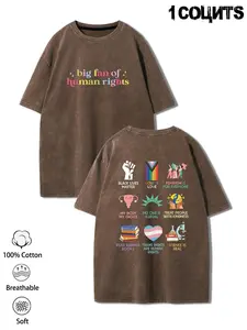 100% Cotton Human Rights Hoodie, Human Rights Hoodie, Sweatshirt, Washed Cotton T-shirt 100% Cotton oversize top