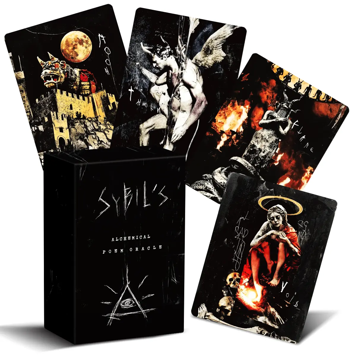 Alchemical Poem Oracle Cards, 50 Tarot Deck with Guidebook, Shadow Work Oracle Deck, 50-Cards Mysterious Card Deck, Oracle Cards for Underworld Connection, Chthonic Tarot Cards Alternative | 3.54 x 4.72 in