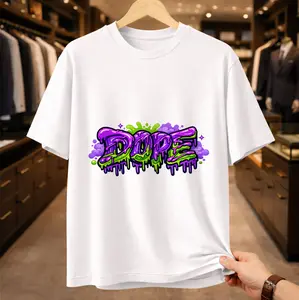 Dope Graffiti Graphic Print T-Shirt Men Women Unisex Oversized Streetwear Tee, Y2K Harajuku Aesthetic Summer Short Sleeve Top Casual Clothing