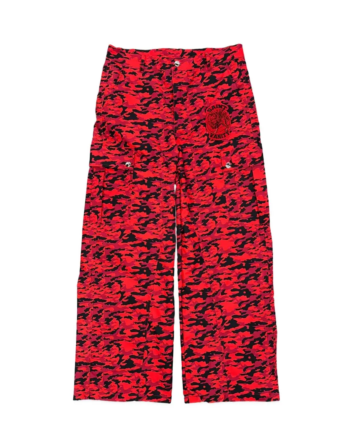 Saint Vanity Nylon Tiger Camo Cargo Pants Red