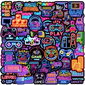 50PCS Neon Game Controller Graffiti Stickers - Waterproof Decor for Luggage, Car, Notebook, Skateboard & Water Cup bulingbulingsticker