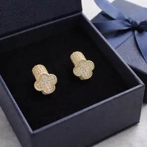 14K Gold Laminated Clover Earrings | Luxury Look