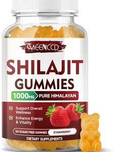 Sugar-Free Shilajit Gummies 1000 MG with 85+ Trace Minerals & Fulvic Acid, Pure Himalayan Shilajit Supplement Gummies for Men & Women - Energy, Brain, Immunity - Strawberry Flavor, 60 Count