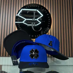 Trebol plate SnapBack Hat- Blue/black cotton