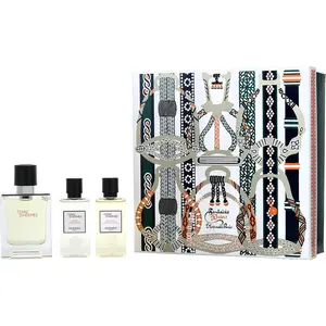 Terre D'hermes Set-Edt Spray 1.6 Oz & Aftershave Lotion 1.4 Oz & Shower Gel 1.4 Oz For Men