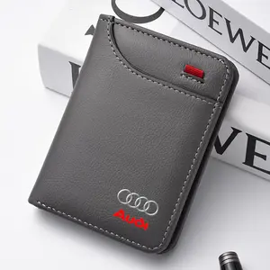 PU Leather Mini Credit Card Purse for Audi Cars, Portable Wallet with Car Emblem Design, Compatible with Audi A3 A4 A5 A6 Q3 Q5 Tt Models