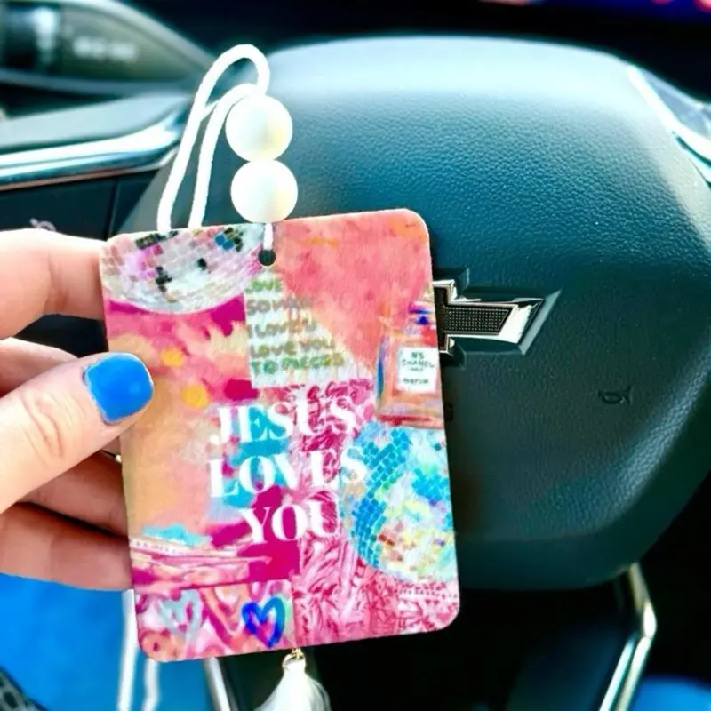 Jesus Loves You Freshie | Choose Your Scent | Handmade Car Decor | Gift | Rearview Mirror Accessory | Car Charm | Cute