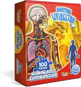 Human Anatomy Kids Floor Puzzle - Doctor Livingston Jr Full Body Model - 4 Foot Life-Sized Human Anatomy - 100 Piece Jigsaw Puzzles - Medically Accurate Science Toys for Children, Toddlers, Teens
