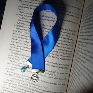 Blue Ribbon Bookmark with Assorted Silver Snowflake Charm - Handmade Custom Bookmark