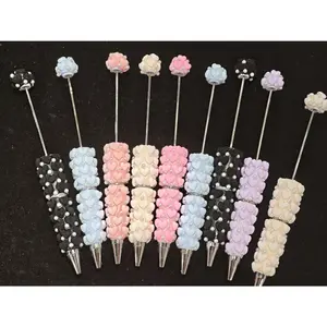 516 6PCS Heart Bubble Beaded Pen | Cute Puffy Heart Rhinestone Ballpoint Pen for Gifts & DIY Lovers