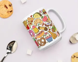 [Sale Up To 51%]Colorful Fast Food Mug - Fun Kitchen Decor - Unique Gift for Food Lovers - 11oz 15oz Ceramic Mug