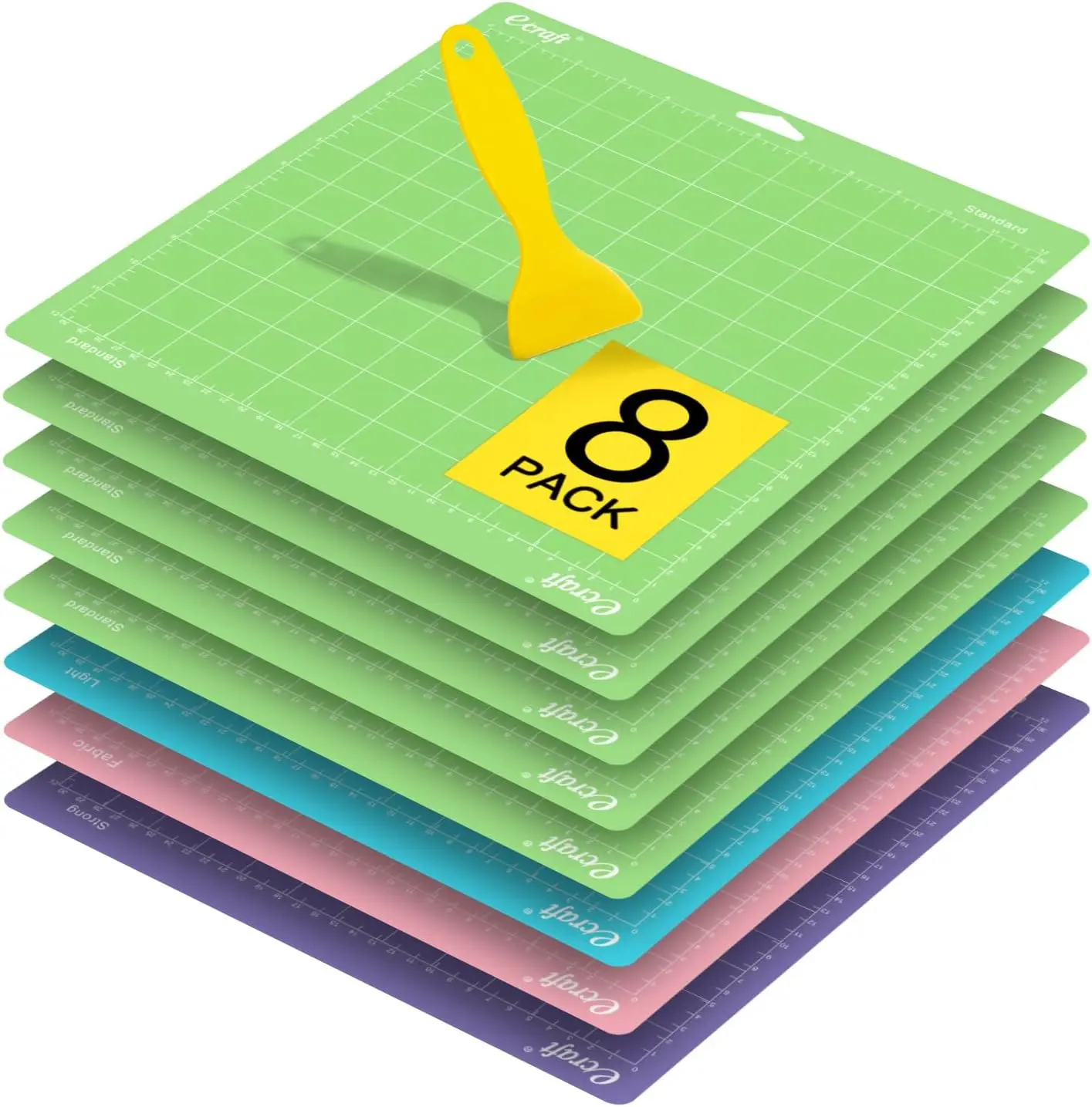 8 Pack 12x12  Mats for Cricut, Standard//Light/FabricGrip Adhesive Sticky Mats for Maker 3/Explore 3/Air 2/One, Variety Pack Replacement  Mat