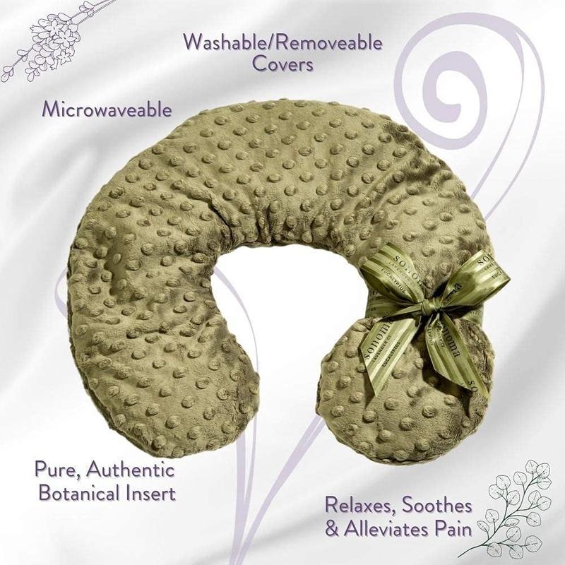 Luxury Eucalyptus/ Heatable/Chillable  Pillow, Microwaveable for  and  with Removable Washable Covers,  for Relaxation and  (Green Dot)
