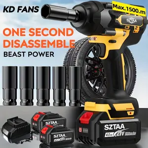 750N.m Cordless Impact Wrench, All-Metal Cordless Impact Gun with 2 * 4.0Mah, 3-IN-1 Electric Impact Wrench with 5 Sleeves, High Torque 1/2 Impact Wrench