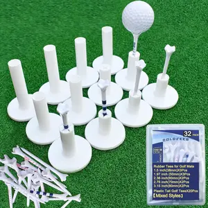 32 Pack -  Rubber  Tees for  Mats | Tees for Driving Range &Indoor Simulators |  Accessories for Indoor &Outdoor Practice, 5 Sizes Rubber Tees & Tall Plastic  Tees.