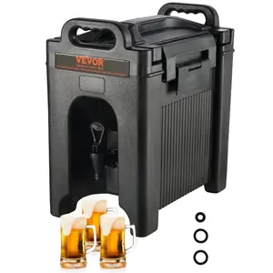 fathersdaygift  VEVOR Insulated Beverage Dispenser, 2.5 Gallon, Food-grade LDPE Hot and Cold Beverage Server, Thermal Drink Dispenser Cooler with 0.9 in PU Layer Two-Stage Faucet Handle, for Restaurant Drink Shop