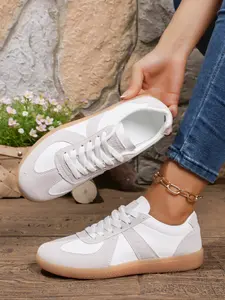 Vintage Sport Shoes, Fashion Versatile Skateboard Shoes, Street Style, Durable Anti-Slip Flat Sole, Comfortable Breathable Casual Sports Shoes, Trendy Trainers