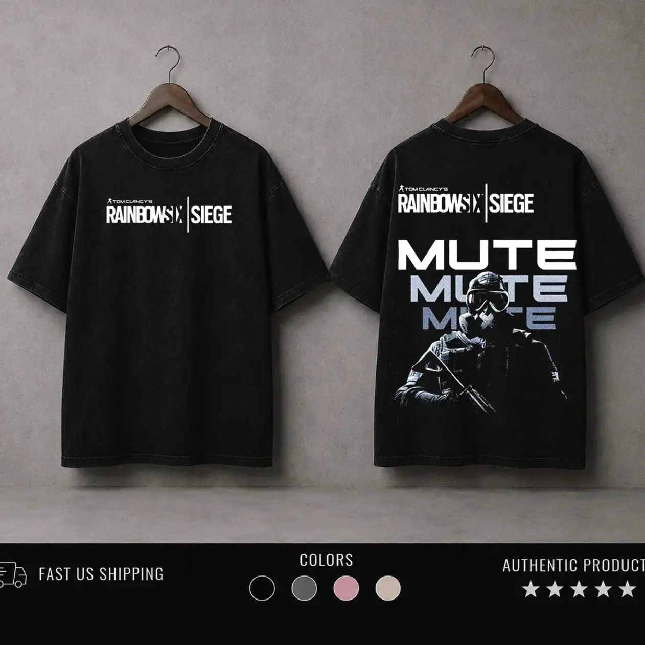Retro Vintage Rainbow Six Siege Tactical Shooter Shirt – FPS Gaming Graphic Tee, Washed Cotton T-Shirt, Tom Clancy Rainbow Six Gamer Merch, Military Tactical Streetwear, Gift for FPS Game Fans R37