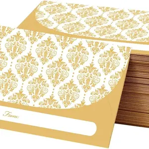Money Envelopes 100 Pack Gold Cash Gifts 7x3 Inch Fancy Decorative Design Money Holder Christmas Birthday