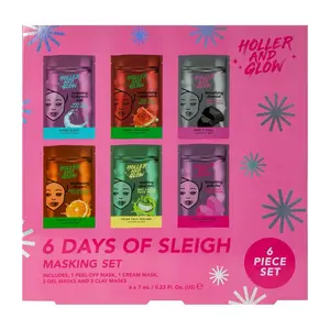 6 Days of Sleigh Holidays Masking Set - Hydrating and Soothing Face Masks for Radiant Skin - Hydrate, Gel Clay Body Care Moisturize Skin Care