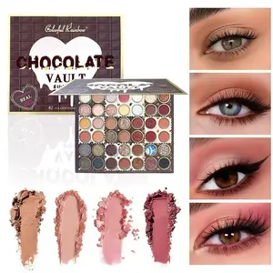 Colorful Rainbow Chocolate Vault 42 - Color Eyeshadow Palette Infused with Real Cocoa Powder Rich Matte & Sparkling Glitter Shades for Sweet Inspired Versatile Daily & Glam Party Makeup Looks eye shadow yeshadow