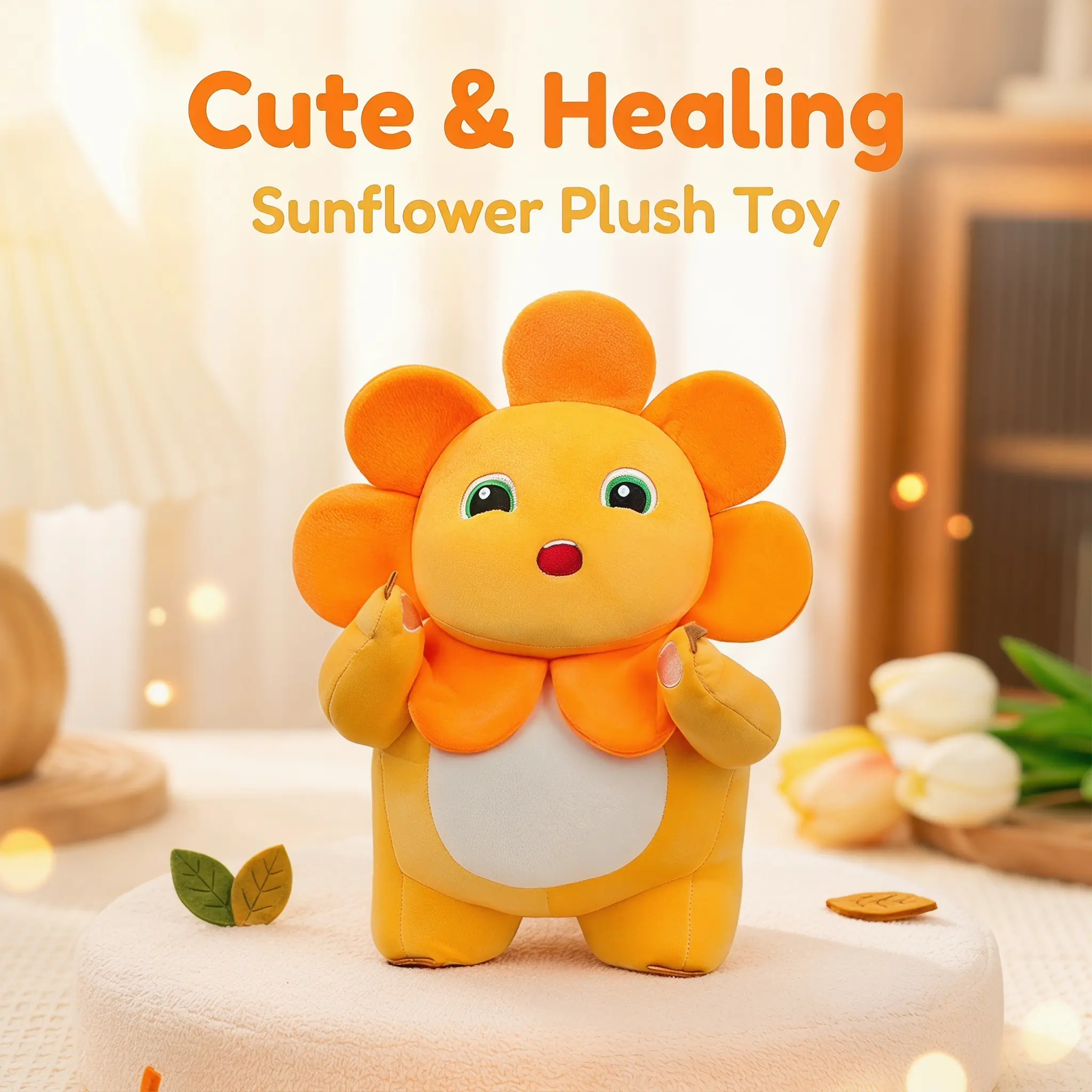 Sunflower Nailong Plush Stuffed Toy - Cartoon Cute Thick Plush Doll, Sofa Throw Pillow, Room Decoration, Kids' Birthday Gift, Plush Stuffed Toys