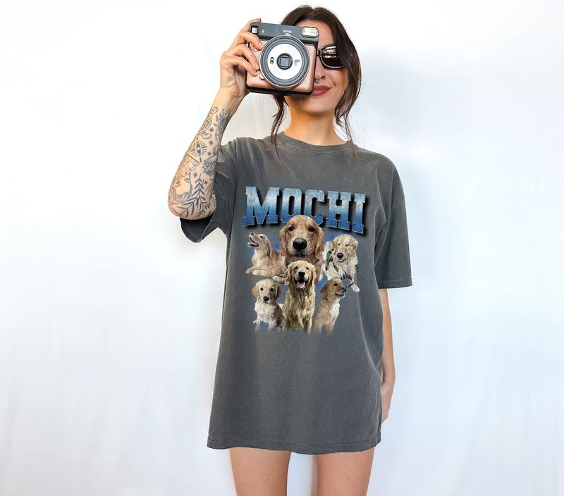 Custom Vintage Washed Dog Shirt, Retro Collage Shirt, Custom Pet Shirt, Retro 90's Custom Shirt,