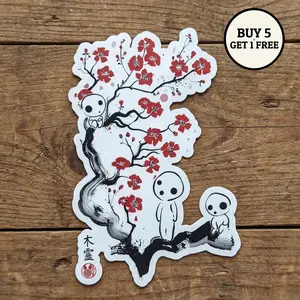 Princess Mononoke Forest Spirit Kodama Sticker, Studio Ghibli Sticker, Mononoke Sticker, Anime Gift Sticker, Fan Anime Sticker