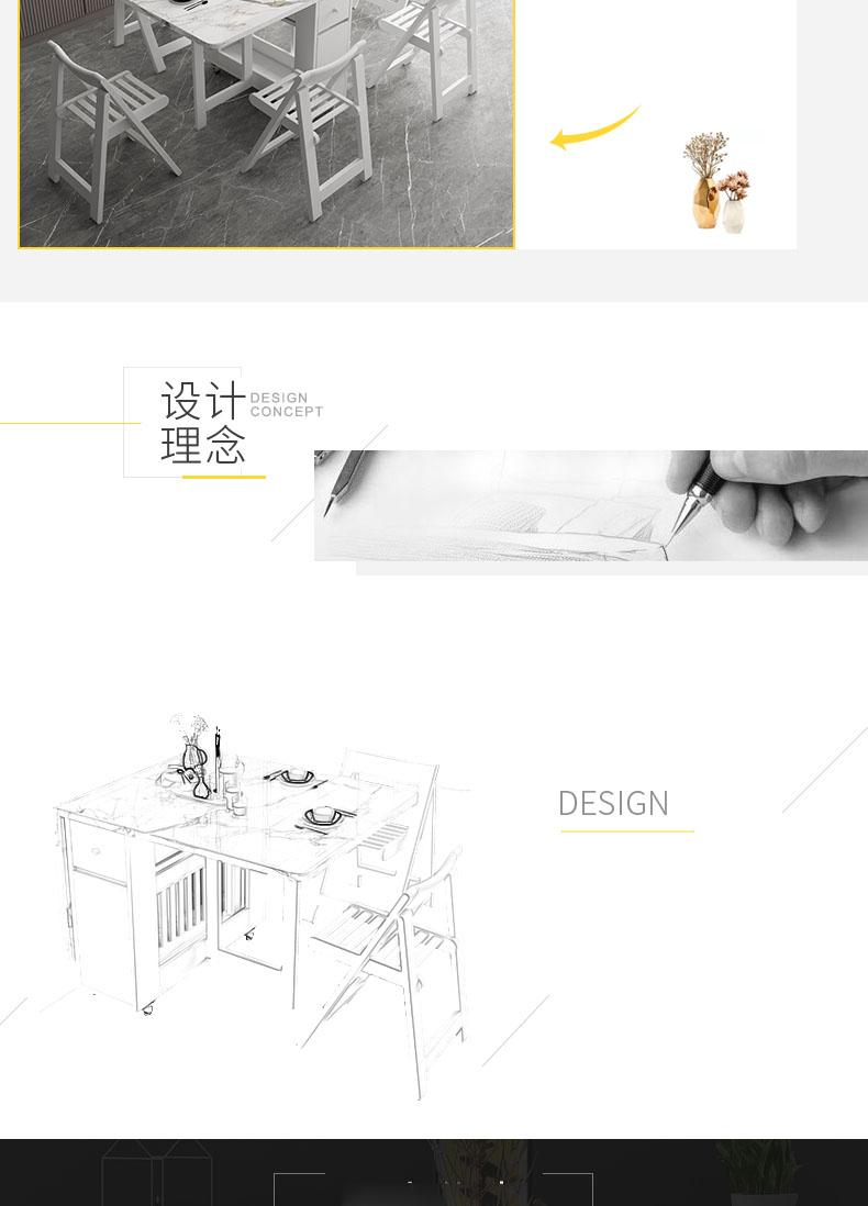 Multifunctional White Rectangle Folding Dining Table Set with Integrated Storage & 4 Chairs