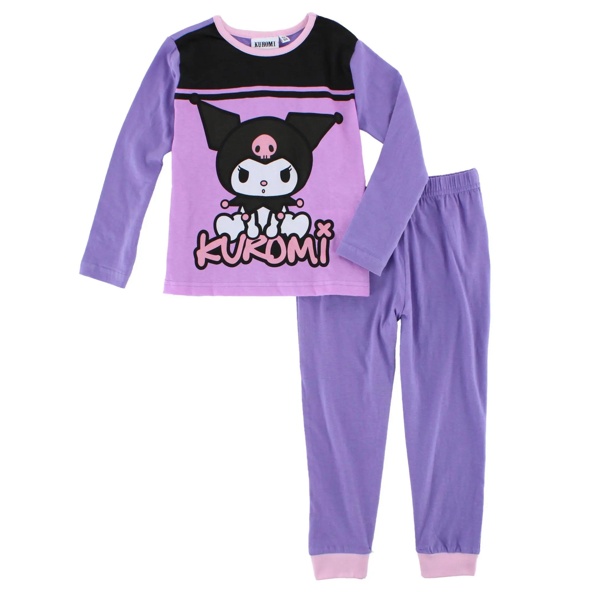 Textiel Trade Toddler Girls' Kuromi Graphic Cotton Pajama Set - Long Sleeve, Breathable, Cuffed Pants Sleepwear, 13 - 14 Years